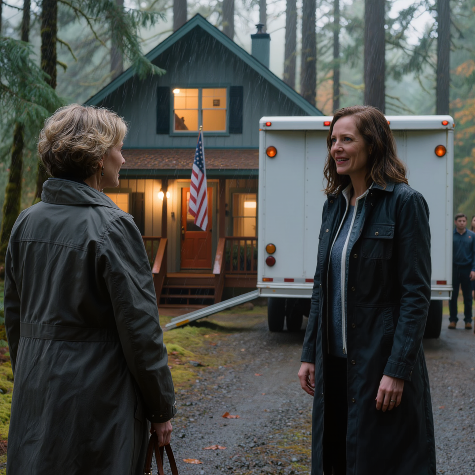 Efter en lang uge i Seattle kørte jeg tilbage til Cedar Haven gennem den kolde regn fra det nordvestlige Stillehav, og så frøs jeg, da jeg så min søn og svigerdatter rydde op i det hus, jeg havde bygget med mine egne hænder, men jeg steg ikke ud af bilen, jeg stak stille og roligt min hånd ned i min taske.