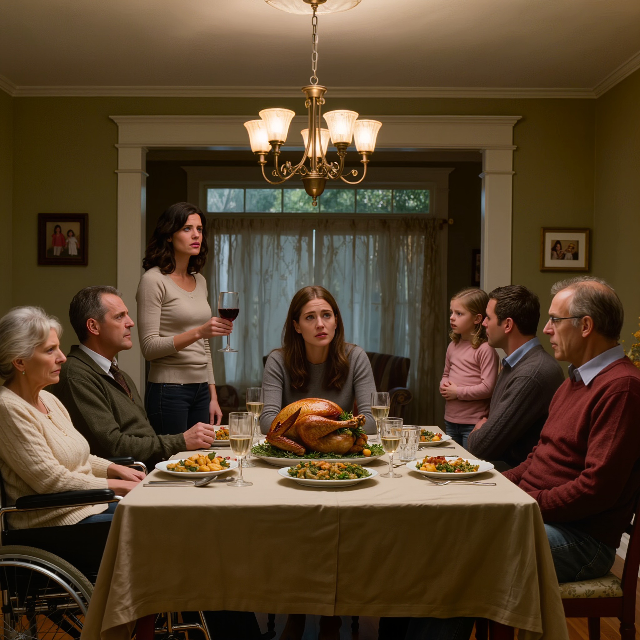 Ved Thanksgiving løftede min mor sit glas, kiggede direkte på mig og sagde: “Hvis du havde gjort noget med dit liv, ville jeg ikke behøve at forklare dig for folk.” Hun troede, hun ydmygede den datter, hun havde kaldt en skændsel i syv år. Hun havde ingen anelse om, at en skjult e-mail, en vibrerende telefon og en sandhed, hun havde begravet, allerede bevægede sig imod hende på den anden side af rummet.