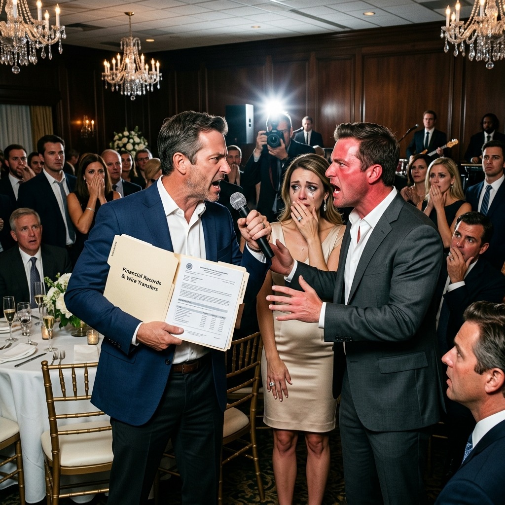 “Jeg lånte min bror 35.000 dollars for at redde hans forretning, men tre år gik uden tilbagebetaling, mens han pralede med rejser og nye biler online. Til hans ekstravagante forlovelsesfest, hvor jeg ikke var inviteret, dukkede jeg op og bad om mine penge. Han lo og sagde, at jeg ikke havde noget bevis. Jeg tog mikrofonen og afslørede dokumenterne. Hans forlovede blev kold og sagde, at ægteskabet er slut…”