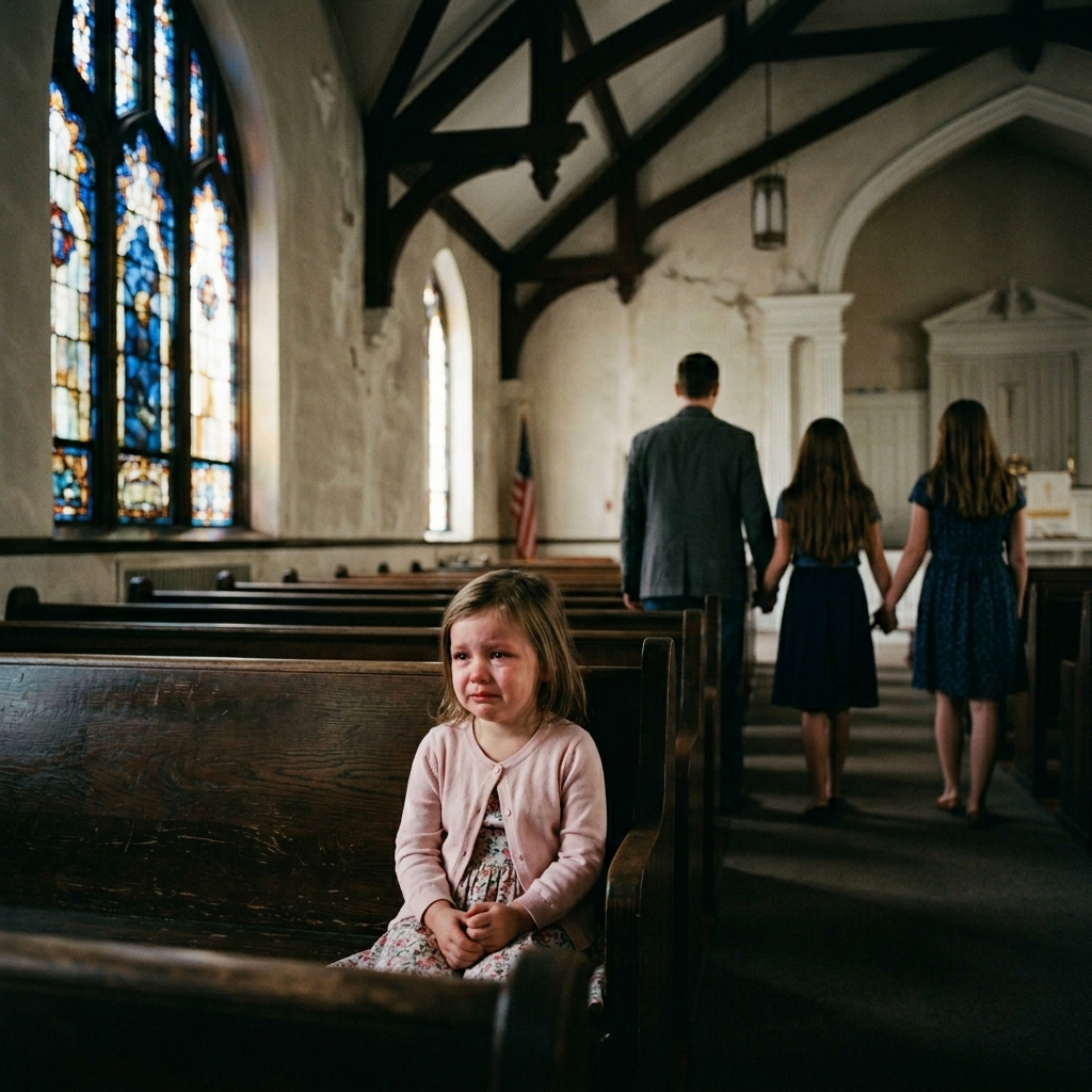Da jeg var fire år gammel, satte min mor mig på en bænk inde i en kirke og sagde: “Bliv her. Gud vil passe på dig.” Så vendte hun sig om og gik smilende væk, hånd i hånd med min far og søster. Jeg var for lamslået til overhovedet at græde – jeg kunne bare sidde der og se dem efterlade mig. Men tyve år senere gik de ind i den samme kirke, kiggede direkte på mig og sagde: “Vi er dine forældre. Vi er kommet for at hente dig hjem!”