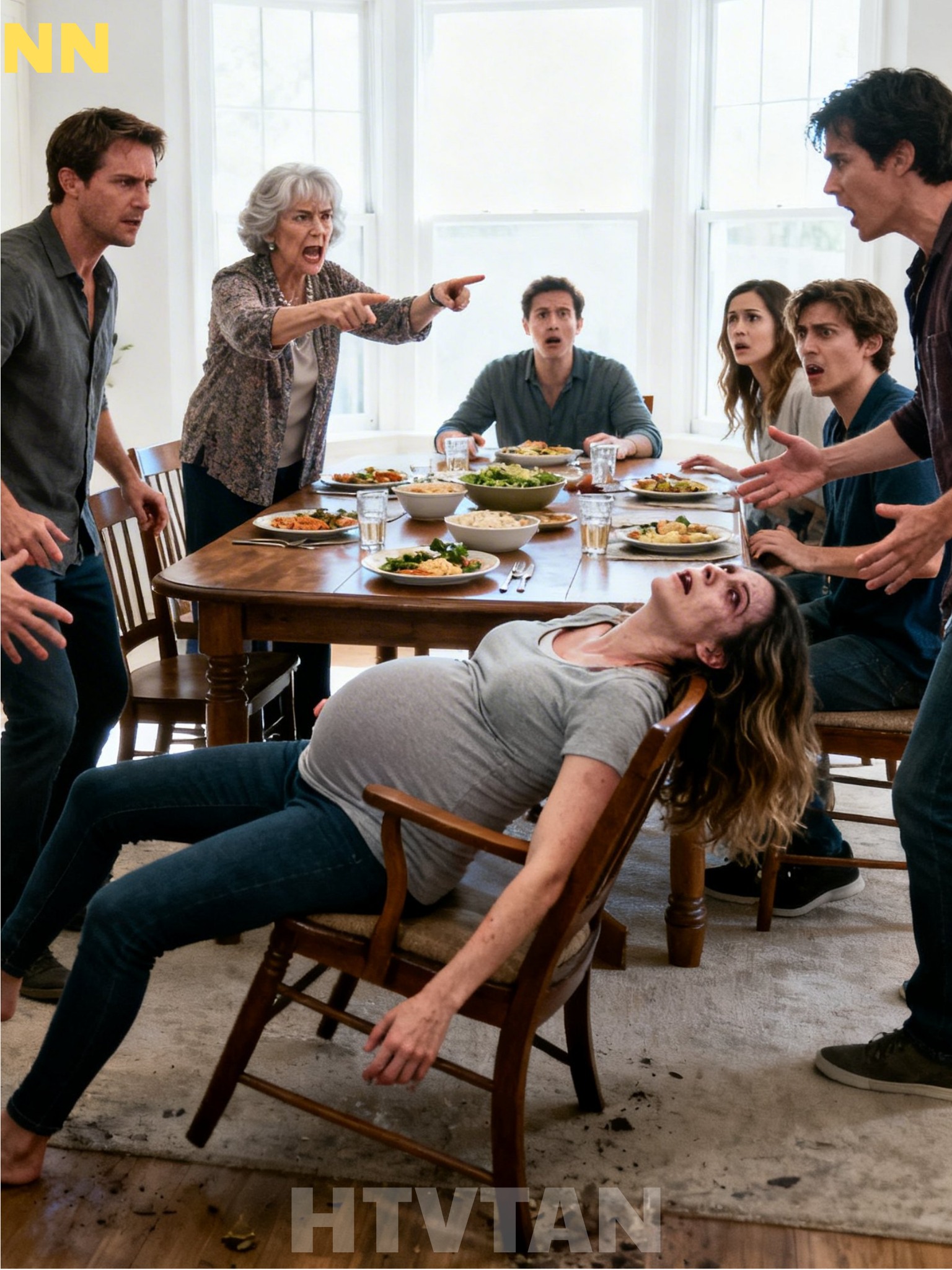 Ved en familiemiddag besvimede jeg pludselig – syv måneder gravid. Min mand, efter sin mors…