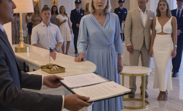 Under en familieferie på et strandhotel råbte min svigerdatter til receptionisten: “Tal ikke til den gamle dame, hun er bare en stuepige”, mens min søn lo ved siden af ​​ham, uden at indse, at jeg var den stille ejer af hele hotellet. Min næste handling chokerede ham … den lurvede pige var lige så lamslået.