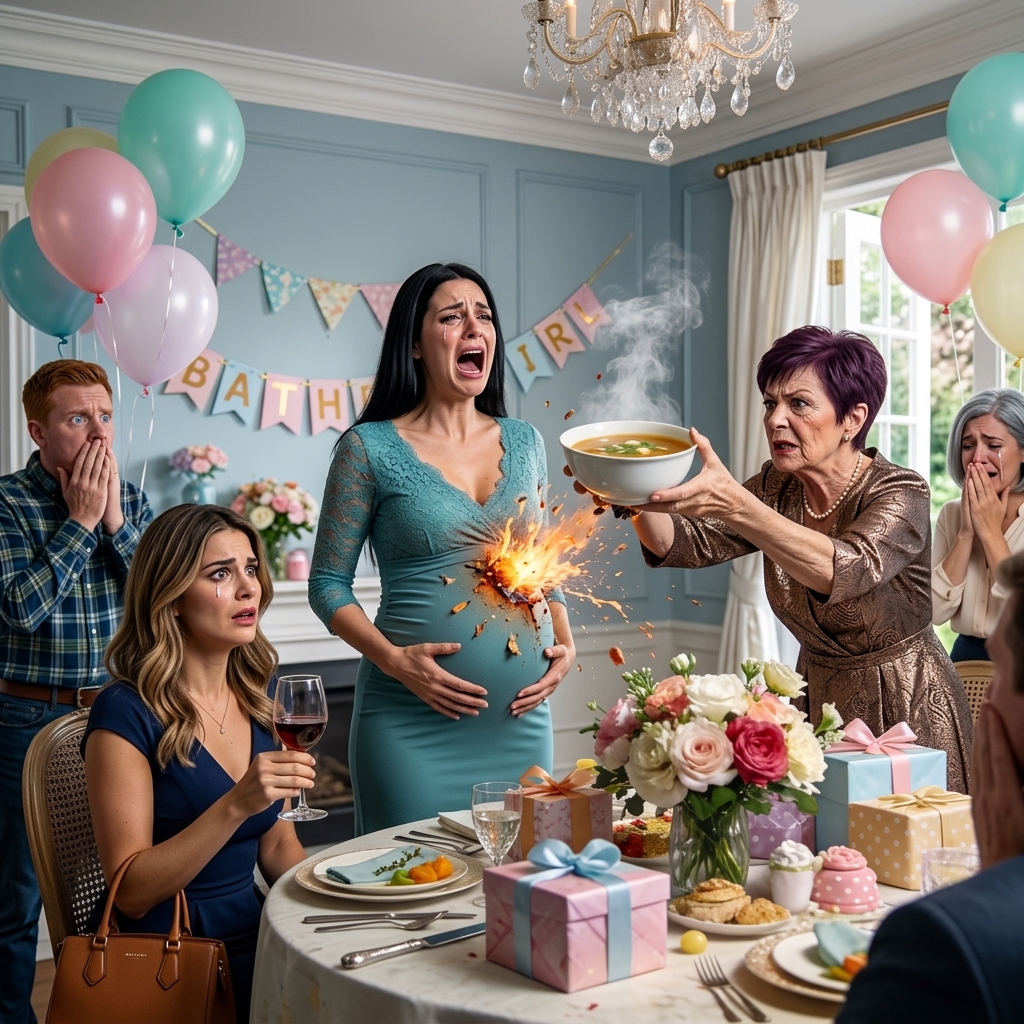 Under min babyshower grinede min mor og sagde: “Min anden datter kan ikke få børn, så hvorfor skulle du få lov til at være lykkelig?” Så tog hun en skål kogende suppe og smed den direkte ned i min gravide mave. Jeg skreg af smerte og greb fat i min mave. Min søster løftede sit glas med et smørret grin og sagde: “Du fortjener det her.” Men ingen af ​​dem vidste, at konsekvenserne af det, de havde gjort, allerede var ved at nærme sig.