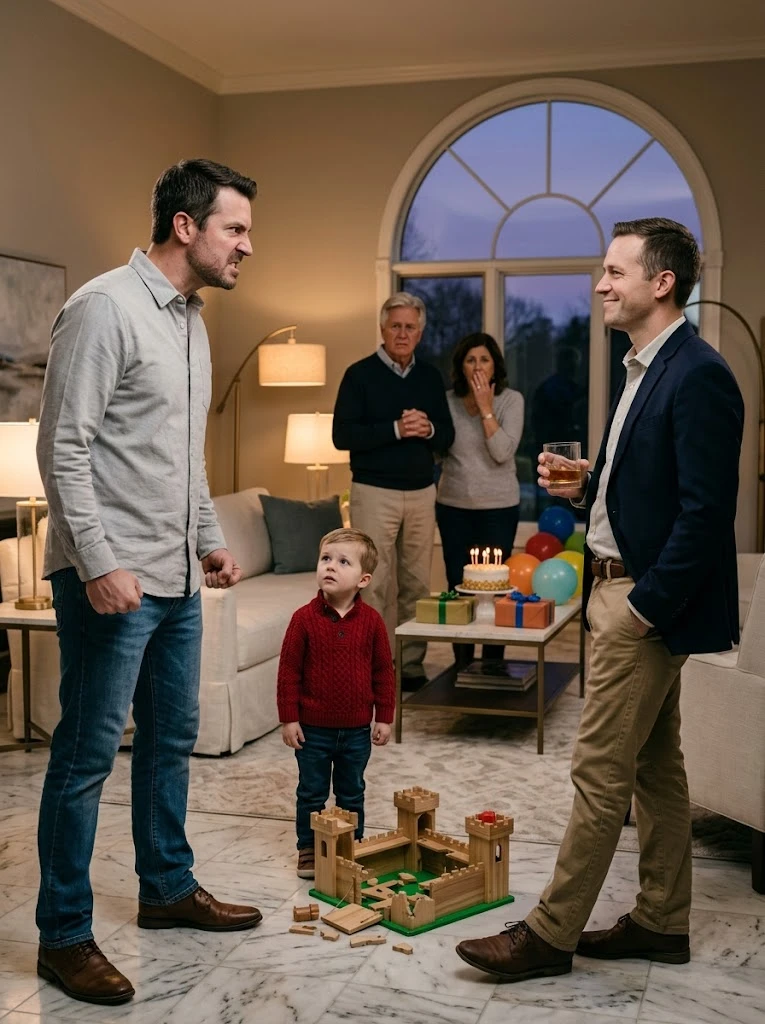 VUS – MIN BROR SMADEDE DEN HÅNDLAVEDE FØDSELSDAGSGAVE, JEG HAVDE LAVET TIL MIN SØN, GRINEDE, MENS MIN LILLE DRENG GRÆD FORAN HELE FAMILIEN, OG ALLE AFVEJEDE DET SOM “BARE EN JOGGE” – MEN SÅ REJSTE MIN FAR SIG OP, TOG GULDRINGEN AF, SOM HAN ALDRIG FJERNEDE, SMÆNGDE DEN PÅ BORDET OG SAGDE NOGET SÅ KOLDT, AT DET IKKE BARE ØDELAGTE FESTEN … DET ØDELAGTE ALT, HVAD JEG TROEDE, JEG STADIG HAVEDE TILBAGE I DEN FAMILIEN.