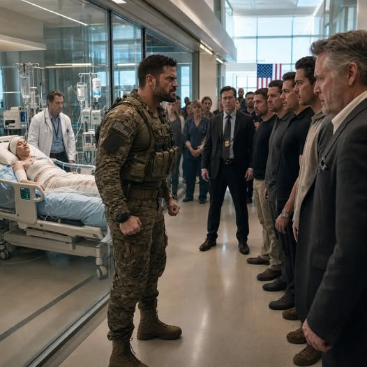 FIL slog min kone med hammer 31 gange – hans 7 sønner holdt hende nede – Delta-mand jagtede alle og dræbte dem  I Came Home From Delta Deployment To Find My Wife In ICU. Her Face… I Couldn’t Recognize Her. The Doctor Whispered, “Thirty-One Fractures. Blunt Force Trauma. Repeated Strikes.” Then I Saw Them Outside Her Room—Her Father And His Seven Sons, Smiling Like They’d Just Won Something. The Detective Said, “It’s A Family Matter. The Police Can’t Touch Them.” I Looked At The Hammer Print On Her Skull And Replied, “Good. Because I’m Not The Police.” “What Happened To Them… No Court Could Ever Judge.” The Hammer Count  Part 1 The first thing I noticed was the porch light.  It was off.  That may not sound like much, not to a man who has spent half his adult life hearing mortars cough in the distance and watching roads for wires buried under dust. But a dark porch in my own neighborhood made my skin tighten under my collar.  Tessa never left the porch light off when I was coming home.  She called it my lighthouse. She said every soldier deserved one warm square of light after months of swallowing sand and secrets. I had pictured that light for six months. I had pictured the brass knob, the little crack in the third step, the way she would come sliding across the hallway in socks because she was always in a hurry when she was happy.  The taxi idled behind me at two in the morning while I stood on the curb with my duffel hanging from one hand.  “Need help with that, man?” the driver asked.  “No,” I said.  My voice sounded like it belonged to somebody else.  The house sat black and still, the windows reflecting the streetlights like blind eyes. I paid the driver in cash. He pulled away, tires whispering over wet asphalt, and then there was only the small suburban silence of Virginia after midnight. A dog barked three houses down. Somewhere a heat pump rattled. My boots clicked too loudly on the walkway.  The front door was open.  Not wide. Just an inch. Enough to let in the cold. Enough to tell me something had gone wrong before I ever touched the knob.  My right hand went automatically toward my waistband. No sidearm. I was home, officially on leave, wearing jeans and a gray hoodie instead of body armor. But my body didn’t care about official. It remembered alleys in Kandahar and doors with bombs behind them.  I pushed the door with my boot.  “Tessa?”  The hallway swallowed my voice.  The smell hit me next.  Bleach. Sharp, chemical, biting the inside of my nose. Under it, faint but unmistakable, was copper. Old pennies. Wet metal. Blood has a language. Once you learn it, you never forget.  I stepped inside and shut the door behind me without thinking. My duffel stayed where it fell.  Living room clear.  Kitchen clear.  The little sunroom where Tessa kept her plants clear.  Then I reached the dining room and stopped.  The rug was gone.  The oak floor gleamed in wet streaks where someone had scrubbed too hard. Moonlight lay across the boards in pale bars, and between those bars I saw darker patches the bleach hadn’t lifted. Chairs had been pushed against the walls. Not knocked over. Not scattered. Arranged.  Like someone had made space in the middle of the room.  My throat closed.  The dining table stood there, heavy and polished, a wedding gift from Tessa’s father. Victor Vale never gave gifts without chains attached. Even the table had always felt like a reminder that he could afford better wood than I could afford memories.  My phone buzzed.  The number was unknown.  I answered without breathing.  “Is this Hunter Vale?”  “Who is this?”  “This is Detective Miller. You need to come to St. Jude’s Medical Center. Now.”  The drive disappeared from my memory. I don’t remember red lights or parking. I remember the automatic doors opening and the hospital air touching my face, cold and disinfected. I remember a nurse looking up from the desk, then softening like she had practiced pity in a mirror.  “Tessa Vale,” I said. “My wife.”  “ICU,” she said. “Room 404.”  Then she hesitated.  “Her family is already here.”  That was when my fear turned a corner and became something else.  Tessa’s family did not arrive anywhere to comfort people. They arrived to control the room.  Victor Vale owned buildings, judges, charities, and men who smiled while doing ugly things. He had seven sons who moved through town like they were born with permission slips from God. Dominic, Evan, Felix, Grant, Ian, Kyle, and Mason. Victor called them his pack.  Tessa called them her cage.  I turned the ICU corner and there they were, blocking the hall.  Victor sat on a bench in a charcoal suit, checking his watch as if his daughter’s coma was making him late. The brothers stood near the door, broad shoulders and expensive jackets, smelling of coffee, cologne, and money. None of them looked broken. None of them looked afraid.  Mason, the youngest, looked at the floor.  Victor stood when he saw me.  “The soldier returns,” he said.  “Where is she?”  Dominic stepped in front of me. He was the oldest, the loudest, the kind of man who mistook muscle for courage.  “She’s in no state to see anyone.”  I looked at the hand he placed on my chest.  “Move it.”  “Easy, Rambo.”  I lifted my eyes to his.  “Touch me again and you’ll need a room beside hers.”  Something in my voice made him step back.  I opened the door.  The ventilator spoke first.  Whoosh. Click. Whoosh.  My wife lay under white sheets with tubes in her throat and bruises blooming across her face. Her jaw was wired. One eye had swollen shut. Part of her blonde hair had been shaved away, stitches curving across her scalp like black railroad tracks.  For a moment, I forgot how knees worked.  I reached for her hand, but it was wrapped in plaster. So I touched her shoulder, the only place that looked like it still belonged to the woman who once danced barefoot in our kitchen at midnight.  “Tess,” I whispered. “I’m home.”  The machine answered for her.  Detective Miller entered behind me. He was middle-aged, tired-looking, with a cheap tie and eyes that avoided the bed.  “Mr. Vale, I’m sorry.”  “Who did this?”  “We believe it was a home invasion. Robbery gone wrong.”  I turned slowly.  “A robbery.”  “There were signs of forced entry at the back door. Jewelry missing. It happens.”  I looked through the glass at Victor and his sons. Kyle was showing something on his phone. Grant laughed. Mason’s coffee trembled in his hand.  I lifted Tessa’s uncasted hand and checked beneath her nails. Clean.  “My wife took kickboxing three nights a week,” I said. “If a stranger came at her, there’d be skin under her nails. Defensive wounds on her arms.”  Miller swallowed.  “There aren’t,” I said. “So either she trusted the attacker, or someone held her down.”  His eyes flicked toward Victor.  Only a fraction of a second.  But I saw it.  That tiny betrayal of fear told me more than any police report could.  I walked out into the hall. The brothers stopped talking.  Victor smiled without warmth. “We’ll handle her care. You should return to base.”  “I’m not leaving.”  “She is my daughter.”  “She is my wife.”  His jaw tightened.  “You weren’t here to protect her.”  The words landed because they were true. That was Victor’s talent. He could stab you with facts and call it honesty.  I leaned close enough that only he could hear me.  “You’re handling this too well.”  His eyelid twitched.  I looked at the seven sons. No scratches. No bruises. No torn knuckles. Not a single mark, except Mason, whose hands shook like he was still holding something heavy.  I took the medical chart from the end of the bed and read the line that froze the blood in my veins.  Thirty-one blunt-force impacts.  Thirty-one.  “A robber hits once,” I said. “Maybe twice. Thirty-one times is personal.”  Dominic took a step.  “Watch your mouth.”  I looked past him, straight at Victor.  “I’m going to find out who did this.”  Victor’s smile faded.  “And when I do,” I said, “no bought detective, no family lawyer, no locked gate in the world is going to save them.”  I walked out of the ICU with my ears full of the ventilator’s rhythm and my hands shaking for the first time in years.  Outside, cold air hit me like water.  The enemy was not hiding in some alley.  The enemy had stood outside my wife’s hospital room and smiled.  And the worst part was the feeling in my gut that Tessa had known they were coming.  Part 2 I went back to the house because grief is useless until it has evidence.  The police tape drooped across the front door like an afterthought. I ducked beneath it, careful not to tear the cheap yellow plastic. Whoever had worked the scene had done it lazily. That told me Miller had either been pressured or had decided survival mattered more than truth.  The house was colder than before. The heat had been shut off. Or maybe it only felt that way because Tessa wasn’t in it.  I didn’t turn on the lights. Light makes neighbors curious, and curious people talk before they think. I used a small tactical flashlight from my duffel and moved through each room again.  In the living room, a throw blanket lay folded over the couch. Tessa folded blankets into squares so perfect they looked store-bought. On the kitchen counter sat a mug with dried tea at the bottom, lavender chamomile, the kind she drank when she was nervous. Beside it was a peeled orange, half-eaten, segments drying under the cold air.  She had been waiting.  Not relaxed. Not asleep.  Waiting.  I stood there and let that settle.  Then I went to the dining room.  The bleach smell was strongest near the center of the floor. I crouched and angled the flashlight low. The boards told their story in scuffs and streaks.  Four heavy marks near the head.  Two near the arms.  Two near the legs.  Boot treads. Expensive soles. Large sizes.  Not a single wide splash on the walls. No wild cast-off patterns. The blows had come straight down. Controlled. Vertical.  Punishment, not panic.  My stomach rolled, but I forced myself to keep looking.  Tessa had once told me something while we were drinking wine at this very table. It had been the week before I deployed. She had been wearing one of my old Army shirts and twisting the stem of her glass.  “If anything ever happens,” she said, trying to sound casual, “check the table.”  I laughed then. God forgive me, I laughed.  “What are you, a spy now?”  She smiled, but it didn’t reach her eyes.  “My father is getting paranoid.”  “About what?”  “Shipping containers. Shell companies. Names he shouldn’t be using.”  “What names?”  She had looked at me, and for a second I saw fear underneath all her stubbornness.  “Yours.”  Then she changed the subject.  I never pushed. I had been tired. I had been leaving. I told myself we would talk when I came home.  Now I dropped to my knees beside her blood and crawled under the table.  The underside smelled of old wood, dust, and the lemon oil Tessa used every Sunday. My fingertips moved along the frame. Rough grain. Cobweb. A wad of gum I had stuck there during a New Year’s party because I was drunk and stupid and she had laughed for ten minutes.  Then I touched plastic.  Taped under the joint where the leg met the frame was a small digital recorder.  My breath caught.  I peeled away the duct tape carefully. The device was black, smaller than a pack of gum. Battery dead. Memory card inside.  I sat back on the floor, my shoulders against the cabinet, staring at it while the house creaked around me. Outside, a car passed slowly, headlights sliding across the ceiling like search beams.  I replaced the batteries with spares from my bag.  The screen flickered.  One file.  Date: yesterday.  Time: 7:42 p.m.  My thumb hovered over the play button.  I have opened doors in foreign countries knowing men with rifles waited behind them. I have crossed courtyards under sniper fire. I have watched friends leave pieces of themselves on roads no one could pronounce.  But nothing scared me like that little triangle on the recorder.  I pressed play.  Static.  A door opening.  Not kicked in.  Opened with a key.  Then Victor’s voice filled my dining room.  “Hello, sweetheart. Daddy’s home.”  Bootsteps followed. Many of them. Heavy, confident. A pack entering a place where they believed they owned the air.  Tessa’s voice came next.  “Dad. I told you not to come here.”  She sounded tense, but not surprised. That cut me. She knew danger when it walked in, and still she had stood there alone.  “You don’t tell me where to go,” Victor said. “Not in my county. Not in a house paid for with family money.”  “We paid the mortgage.”  “You paid nothing. I allowed you to play house.”  Another voice laughed. Dominic.  My fists closed.  “I’m not signing the papers,” Tessa said.  “You will.”  “No. I won’t let you use Hunter’s military contracts as cover. I won’t let you move weapons under his name.”  “Weapons,” Victor said lightly, as if amused. “Listen to yourself. So dramatic.”  “I copied everything.”  Silence.  That was the first clue she had done more than refuse.  Then Victor spoke again, softer.  “Where?”  “Somewhere safe.”  “You always were your mother’s daughter. Pretty, stubborn, and stupid about consequences.”  “Leave.”  Dominic snorted. “She thinks she can order us around now.”  Then Tessa said something that made every hair on my body rise.  “My child will never belong to you.”  The room went silent on the recording.  My child.  I paused it.  For a second, I could not breathe.  Tessa and I had talked about children in the soft way married people do when war keeps interrupting the calendar. Later, we always said. When I got out. When life slowed down. When there weren’t so many deployments and blacked-out phone calls.  She had been pregnant.  Had she known before I left? Had she meant to surprise me? Had she been carrying my child while I was somewhere unnamed, doing work no one would admit existed?  My hand shook as I pressed play again.  Victor’s voice had changed. The smoothness was gone. Something old and rotten lived underneath.  “You think I will let my bloodline be polluted by him?”  “He is my husband.”  “He is a government dog.”  “He is better than every man in this room.”  A chair scraped.  “Grab her,” Victor said.  Then chaos.  Tessa screamed in anger first, not fear. Something shattered. A fist hit wood. Men grunted. She was fighting them.  “Hold her legs,” Victor snapped. “Mason, don’t just stand there.”  Mason’s voice, small and panicked: “Dad—”  “Hold her.”  Another crash. Tessa gasped.  “Grant, her arms. Dominic, keep her head still.”  Then came the first thud.  The sound was dull, wet, final.  I stopped the recording again because my vision had gone black around the edges.  Thirty-one.  My wife had not been attacked.  She had been sentenced.  I put the recorder in my pocket and stood.  The house felt different now. Not empty. Witnessing.  I went to the garage.  Behind the pegboard where normal men hung rakes and wrenches, I had built a false wall after my second deployment. Tessa knew about it. She hated it, but she understood the kind of dreams that made a man wake reaching for weapons.  I opened the safe.  Inside were the pieces of a life I had tried to leave behind. Plate carrier. Medical kit. Zip ties. Night vision. A black knife with a worn handle. No rifle. Not yet.  This was not a battlefield.  This was a hunt.  I took what I needed and closed the safe.  Then I looked at my reflection in the small metal panel.  The husband in me was on his knees beside Tessa’s bed.  The soldier was standing.  And Mason, the boy who had hesitated but still held her legs, was the loose thread I would pull first.  Part 3 Mason had always been the softest one.  That did not make him good. People confuse softness with goodness because it shakes and cries and looks away during violence. But softness without courage is only another kind of weapon. It bends around evil and gives it room to work.  I knew where the brothers would go after a night like that.  The Velvet Room sat downtown behind a black door with no sign, just a brass wolf head mounted beside the entrance. Victor owned it through three shell companies. Politicians drank there. Judges laughed there. Men who had never been afraid of consequences parked their cars out front and handed blood money to valets.  I parked two blocks away under a dead streetlamp and waited in a bakery doorway that smelled of sugar, old grease, and rain-soaked cardboard.  At 2:43 a.m., the black door opened.  Laughter spilled out first.  Dominic came through with Grant, both drunk enough to forget they had nearly murdered their sister. Evan and Felix followed, sharing a cigarette. Ian had his arm around Kyle’s neck, shouting something about a woman at the bar. Victor did not appear. He would be somewhere private, making calls, shaping the official story.  Mason came last.  He looked twenty years younger than his brothers and a hundred years older than he had that afternoon. His collar was open. His hair was damp with sweat. He kept checking his phone. When Dominic clapped him on the shoulder, Mason flinched.  “You riding with us?” Kyle asked.  “I’m going to walk,” Mason said. “Clear my head.”  Dominic laughed. “Don’t have nightmares.”  The limo pulled away.  Mason stood alone in the glow from the club entrance. He lit a cigarette, but dropped the lighter twice. The flame finally caught, orange trembling beneath his face. He took one drag and coughed like a boy pretending to be a man.  Then he walked.  I followed.  He passed closed boutiques, a dark pharmacy, a flower shop with roses wilting behind glass. His footsteps became louder as the streets emptied. He cut down Fourth, then into a narrower lane where dumpsters lined the walls and steam rose from a manhole cover.  I closed the distance.  Fifty feet.  Twenty.  Five.  At the corner, he stopped for a red light though no cars were coming.  I leaned near his ear.  “Thirty-one.”  The cigarette fell from his fingers.  His whole body locked.  Slowly, he turned.  When he saw me, his mouth opened, but no sound came out. His eyes were red, wet, and already begging.  “Hunter.”  I took his wrist and applied just enough pressure to fold him to one knee.  “Alley.”  “I didn’t—”  “Alley.”  He went.  The narrow space smelled of sour beer and rain. I pressed him against the brick wall with one hand. Not hard. I wanted him breathing. Talking.  “Please,” he whispered. “Please, you don’t understand.”  “I understand your hands were on my wife.”  His face crumpled.  “He made me.”  “Victor?”  Mason nodded fast. “He said if I didn’t help, I’d be next.”  “And Tessa?”  “I told him to stop.”  “But you didn’t let go.”  His lips trembled.  “She said your name,” I told him. “She begged you.”  He started crying then, ugly and honest. Tears ran through the expensive powder on his face and left pale tracks down his cheeks.  “I was scared.”  “So was she.”  I pulled the recorder from my pocket and held it up. “I heard everything.”  Mason stared at it like it was a loaded gun.  “You have to help me,” he said suddenly. “If Dad knows you have that, he’ll kill you.”  “He can try.”  “No, you don’t get it. He has police. Doctors. Judges. He has men at the port. Men overseas. He doesn’t just ship guns.”  That was new.  “What else?”  Mason looked away.  I took the hammer from my belt and let the steel head catch the weak alley light.  He began talking fast.  “Babies.”  For a second I thought I had misheard him.  “What?”  “Private adoptions. Off-book. Rich couples who can’t go through legal channels. Sometimes from clinics, sometimes from girls who owe Dad money. He calls it placement.”  My stomach turned cold.  “And Tessa found out?”  “She found out about the guns first. Then the clinic files. Then she found out she was pregnant and went crazy about leaving the family.”  “She was pregnant.”  Mason closed his eyes.  “Yes.”  “How far along?”  “I don’t know. She hid it. Dad was furious when she said the baby would be yours and not ours.”  Ours.  That single word made the alley narrow around me.  I wanted to break him right there, not because he was the worst of them but because he was close enough to touch. Instead, I forced air into my lungs through my nose.  “Warehouse Four,” I said. “South Terminal. That where the guns are?”  His eyes widened.  “You know about that?”  “I do now.”  He nodded. “Shipment leaves Tuesday. Sudan. Crates marked as farm equipment.”  “Who will be there tonight?”  “If Dad thinks I’m talking? All of them.”  I studied his face. He was useful scared. I needed him alive and missing.  I zip-tied his wrists in front of him.  “What are you doing?”  “Giving your family something to worry about.”  Twenty minutes later, I had him tied to a support beam inside an abandoned grain silo outside town. Cold wind whistled through cracks in the metal walls. I gave him a bottle of water and a flashlight.  “You’re leaving me here?”  “You’ll live.”  “What if they find me?”  “Then beg better than Tessa did.”  His sob followed me out into the night.  Back in my truck, I used a cloned SIM tool from an old kit I never should have kept. Mason’s phone had been unlocked by panic. Within minutes I was inside his messages.  I typed into the family group chat:  I can’t do this anymore. I’m going to the cops. Don’t look for me.  Then I drove to the parking garage across from Dominic’s penthouse and watched through a spotting scope as the message detonated.  Dominic read it first. He froze. Grant stopped laughing. Evan stood so fast his glass fell from the table. Kyle began shouting. Ian punched a wall. Felix grabbed his coat.  The pack scattered.  And just like Mason said, their cars headed toward the docks.  South Terminal was a maze of containers stacked like dead cities. Floodlights buzzed over puddles of oil. The air smelled of salt, diesel, rust, and secrets. I moved on foot through shadows, keeping low, keeping slow.  Warehouse Four sat near the end, corrugated metal walls patched with old paint.  Two SUVs outside.  One box truck backed to the loading bay.  Through a cracked skylight, I saw Victor.  He stood below in a cashmere coat, shouting at his sons while men opened crates. Inside were rifles sealed in plastic, grenades tucked into foam, ammunition stacked by caliber. Farm equipment, my ass.  “Move everything,” Victor snapped. “If Mason opens his mouth, I want nothing here by dawn.”  Dominic kicked a crate. “I told you he was weak.”  “You are all weak,” Victor said. “That is why I have to think for this family.”  I photographed everything. Faces. Serial numbers. Shipping labels. The buyer name printed on a manifest.  This was enough for federal prison.  But prison was not enough for men who had used a hammer on my wife.  I found the main breaker behind the building. I waited until one guard stepped out to smoke, put him to sleep in six seconds, zip-tied him behind a dumpster, and took his radio.  Then I cut the lights.  The warehouse went black.  Someone cursed.  Flashlights snapped on, shaky and panicked.  I climbed through the skylight and dropped onto the top of a shipping container without a sound.  Below, the Wolf Pack pointed guns into darkness they did not understand.  Kyle drifted away from the group, checking the office.  He heard me too late.  His flashlight hit my mask.  “Mas—”  I took him down and pinned his hand to the concrete.  “You used this hand?” I whispered.  His face went white.  I did not swing the hammer. I pressed his fingers under my boot until he screamed.  The sound tore through the warehouse.  Then I vanished.  When the others found him, Kyle was sobbing, clutching his broken hand.  “He’s here,” he gasped. “Hunter’s here.”  Victor’s flashlight swept the rafters.  For the first time since I’d met him, the old man looked unsure.  And that was when I realized fear could bleed from rich men too.  Part 4 Panic spreads through cowards faster than fire through dry grass.  From above, I watched them shrink.  The seven sons who had filled hospital halls with arrogance now stood shoulder to shoulder in the dark, flashlights trembling in their hands. Their guns looked expensive and useless. Victor kept ordering them to spread out, but none of them wanted to be the next shape swallowed by the warehouse shadows.  “Everyone calm down,” he barked.  Kyle whimpered on the floor. “He broke my hand.”  “He is one man.”  Grant’s voice cracked. “One man who got past security, cut the lights, and disappeared.”  “He is flesh,” Victor said. “Flesh dies.”  I smiled behind the mask.  That was the kind of thing men say when they are trying to convince themselves.  Grant and Ian moved toward the loading dock together, pistols out. They were looking straight ahead. Nobody had taught them that danger also has ceilings.  I moved along the rafters, dust sliding under my gloves. The steel was cold enough to bite through fabric. Beneath me, Ian whispered, “This is insane. We should go.”  Grant hissed, “Dad said we stay.”  “Dad also said Tessa wouldn’t live.”  Those words made me pause.  Grant slapped him across the back of the head. “Shut your mouth.”  So they had expected her to die.  Not suspected. Expected.  I dropped a coil of rope from the catwalk.  It hit the floor behind them with a heavy thump.  Both brothers spun and fired wildly. Muzzle flashes burst white in the darkness. Bullets chewed through empty pallets and tin walls. Victor screamed for them to stop before they hit the merchandise.  The gunfire gave me cover to drop behind a forklift.  When their magazines ran dry, I spoke.  “You missed.”  Ian made a small broken sound.  Grant turned toward my voice. “Where are you?”  “Everywhere you forgot to look.”  I threw a wrench hard left. It skidded across the concrete, clanging beneath a truck axle.  They swung that way.  I moved right.  Ian felt me first. My elbow drove into his solar plexus. All his breath left him in a wet gasp. I caught his vest and hurled him into stacked oil drums. The crash rolled through the warehouse like thunder.  Grant turned with his pistol halfway raised.  I grabbed the slide, shoved it out of battery, and struck his throat with the side of my hand. Not a killing blow. A lesson. He dropped the gun and folded to the floor, choking.  I leaned down.  “You heard her scream and did nothing.”  Grant clawed at his neck, eyes bulging.  “Remember that feeling,” I said. “Helplessness.”  I left him alive so fear could carry my message.  By the time Victor and the others reached them, the warehouse had become a nightmare theater. Kyle’s hand was ruined. Ian coughed against the drums. Grant wheezed on the concrete. Dominic shouted orders no one followed.  Victor’s control finally cracked.  “Leave the crates,” he said. “We go to the estate.”  Dominic stared at him. “What about the shipment?”  “What about prison?” Felix snapped.  Victor looked around the darkness, and I knew he felt me watching.  “We regroup,” he said. “Now.”  I let them run.  Their SUVs screamed out of the terminal, tires cutting through puddles. Once their taillights vanished, I moved through the crates and gathered proof. Manifests. Photos. A ledger from the office safe. In a side cabinet, I found medical files. Dozens of them. Young women’s names. Code numbers. Payments listed as placement fees.  Then one folder stopped me.  Tessa Vale.  Inside was a copy of her bloodwork, an ultrasound image, and a handwritten note:  Pregnancy confirmed. Patient intends separation from family influence. High risk of exposure.  There was no date on the note, only Victor’s initials in the corner.  I took the file.  My phone buzzed as I stood there.  Unknown number.  You don’t know the whole truth. Meet me at Route 9 Diner. Come alone if you want your child alive.  My child.  Not Tessa.  Not your wife.  Your child.  The warehouse seemed to tilt around me.  I called Detective Miller and gave him the location.  “Warehouse Four, South Terminal,” I said when he answered, voice thick with sleep.  “Who is this?”  “You know who. Bring federal backup. Bring cameras. If this disappears, your name goes with it.”  “Hunter—”  I hung up.  Then I drove to Route 9 with the medical folder on the passenger seat and a knife under my thigh.  The diner was one of those places that never decided whether it wanted to be cheerful or dead. Fluorescent lights buzzed. A neon pie sign blinked in the window. Inside smelled of burnt coffee, fryer oil, and old vinyl booths.  Only one customer sat in the back.  A woman in her fifties. Gray-streaked hair. Trench coat. Hands folded around a mug she had not touched.  “You armed?” I asked, sliding into the booth.  “No.”  “Prove it.”  She opened her coat slowly. No weapon.  “My name is Eleanor Briggs,” she said. “I was Victor’s assistant for twenty-two years.”  “Why call me?”  “Because I helped build his empire by pretending paperwork was just paperwork. Then your wife came to me three weeks ago and made me remember I had a soul.”  She pushed a manila envelope across the table.  I did not open it immediately.  “Say it first.”  Eleanor looked toward the counter, where a teenage waitress refilled napkins and pretended not to listen.  “Tessa was pregnant,” she said. “Farther along than anyone knew. Much farther.”  My chest tightened.  “How far?”  “Eight months.”  The room went silent.  The ultrasound in the warehouse had looked small because I had wanted it to be early. I had wanted grief to have a shape I could understand.  Eight months meant she had hidden an entire world under loose sweaters and phone calls where she turned the camera toward her face. Eight months meant she had carried my son while telling me she was fine. Eight months meant every time I asked if she was sleeping enough, she had smiled into a screen and lied out of love.  “She wanted to surprise you,” Eleanor said softly. “She was afraid if she told you, you’d leave your post, and she knew your mission mattered.”  I gripped the edge of the table until the laminate creaked.  “Where is the baby?”  Eleanor’s eyes filled.  “Victor has a private clinic under his estate. He uses it for off-books surgeries, disappearances, births that never get registered. Tessa confronted him about the trafficking. She told him her child would never carry the Vale name. That night he went to your house.”  My pulse became a drum.  “Did the baby live?”  “I don’t know. But I heard Dr. Sterling tell Victor the extraction was successful.”  Extraction.  Like my son was cargo.  I stood so fast the booth scraped backward.  Eleanor grabbed my sleeve.  “Hunter. There is something else. Victor has a buyer arriving tomorrow.”  The rage inside me went quiet.  That is the most dangerous kind.  Not screaming. Not shaking.  Quiet.  I looked down at her hand on my sleeve.  “Let go.”  She did.  “Go somewhere safe,” I said.  “What are you going to do?”  I walked toward the door.  Outside, dawn had begun to bruise the sky purple.  “I’m going to bring my son home,” I said.  And for the first time that night, revenge became secondary.  Part 5 Victor’s estate was called Briar Hall, but everyone in the county called it the fortress.  Twelve-foot stone walls. Cameras in black domes. Iron gates imported from Italy because ordinary rich men buy fences, and Victor Vale bought warnings. He had once taken me there for Christmas dinner and spent half the evening explaining the security system like he was flirting with it.  “Motion sensors every thirty yards,” he’d said, sipping bourbon beneath a chandelier. “Independent generator. Panic room. Reinforced basement.”  Tessa squeezed my hand under the table.  I remembered every word.  At dawn, I left my truck two miles away beneath pines and moved through wet brush on foot. The sky was gray. Birds had started making cautious sounds. My boots sank into soft earth, and the cold seeped through my gloves.  The wall appeared through the trees, pale stone slick with rain.  Victor’s first mistake was vanity. A giant oak grew close to the western corner, branches reaching over the wall like a hand. He had kept it because it looked old and noble. Old and noble things make excellent ladders.  I climbed.  On the other side, the estate lawn rolled toward the mansion, green and perfect, beaded with rain. I stayed low, moving between hedges trimmed into shapes no living plant would choose for itself.  The house loomed ahead.  Through the windows, I saw the family.  What remained of them.  Victor paced near the fireplace, phone in hand. Dominic stood by the bar, bandaging Kyle’s broken hand with sloppy anger. Grant held ice to his throat. Ian sat hunched, pale and sweating. Felix kept checking the driveway. Evan had a pistol tucked into his waistband and a bottle in his hand.  They looked like men who had discovered money could not buy back courage.  Then Dr. Sterling entered.  White coat. Silver hair. Hands that probably smelled of soap and sin.  He said something I couldn’t hear through the glass. Victor snapped back. Sterling lifted both hands defensively and pointed downward.  The basement.  My son was under my feet.  I circled the mansion until I found the storm doors half-hidden behind boxwoods. A keypad blinked beside the lock. I didn’t use the keypad. Keypads talk to systems. Hinges usually don’t.  A pry bar, slow pressure, a soft pop.  The doors opened into concrete steps smelling of antiseptic, electricity, and damp stone.  I slipped inside.  The basement was not a basement.  It was a clinic.  White tile. Stainless counters. A surgical lamp. Cabinets marked with medicine labels. A locked refrigerator humming against the wall. And in the center, under a warm amber glow, sat an incubator.  Inside was a baby boy.  My son.  He was smaller than hope and stronger than the men who had tried to sell him. A knit cap covered his head, but dark hair curled beneath it. His fists opened and closed in sleep. A pulse monitor blinked softly beside him.  I stepped close and placed one gloved hand against the clear plastic.  “Hey, little man.”  My voice broke on the second word.  He stirred, mouth puckering.  “I’m your dad.”  The word dad felt too large for me. Too clean. I had blood on my clothes and murder in my heart, and still this child lay there breathing as if the world had not already tried to bargain with his life.  A clipboard hung from the incubator.  Male infant. Approx. thirty-two weeks. Stable. Unregistered. Transfer pending.  No name.  Victor had not even given him a name because merchandise doesn’t need one.  Footsteps sounded above.  Voices.  “Check the levels,” Victor said from the stairwell. “The buyer will not accept damaged goods.”  Goods.  I closed my eyes once.  When I opened them, the room had sharpened.  I flipped the upstairs main breaker but left the clinic circuit running. The medical equipment continued humming. Above, the mansion lights died. Men shouted. Feet pounded.  “Dominic,” Victor barked. “Basement. Now.”  I hid behind oxygen tanks.  Dominic came down first, flashlight sweeping. His face was tight with fury. He checked the panel, cursed, then walked to the incubator.  The baby moved.  Dominic tapped the plastic.  “Little bastard.”  I stepped out.  “Don’t touch him.”  Dominic spun, reaching for his gun.  I was already there.  I slammed him against the wall hard enough to crack the tile. He tried to shout, but my forearm pinned his throat.  His eyes bulged.  “Shh,” I whispered. “You’ll wake the baby.”  He clawed at me. He had size, money, gym muscle. I had spent years learning exactly how long a man could fight without air.  When he sagged, I lowered him silently.  Not dead.  Not mercy either.  I dragged him into a supply closet and took his phone. His thumb opened it.  From Dominic’s phone, I texted Evan:  Generator panel fried. Need help downstairs.  Two minutes later, Evan came down irritated.  “Dom, what the hell is—”  I caught him at the base of the stairs, put him out clean, and stored him beside his brother.  Two down.  But time was shrinking.  I found a rolling medical cart and checked the incubator’s backup battery. Ninety minutes of power. Enough. I unplugged the unit, secured it with straps, and rolled my son toward the storm doors.  Fresh air touched us.  He began to fuss.  “I know,” I whispered, pushing him behind a thick hedge fifty yards from the house. “Terrible first road trip.”  I covered the incubator with a camouflage tarp, leaving space for air and the monitor display.  Then I went back.  Victor needed to believe the baby was still inside.  I opened one spare oxygen tank just enough to hiss. Not enough to destroy the room instantly. Enough to create danger. Enough to make them run where I wanted them.  I stood at the bottom of the stairs.  “Victor.”  The name carried upward.  Silence.  Then Victor’s voice, high with rage: “Hunter!”  “Your grandson says hello.”  Chaos exploded above.  “Kill him!” Victor screamed.  I lit a road flare.  Red fire snapped alive in my hand, bright and ugly. I tossed it into the clinic, slammed the storm doors, and ran hard toward the hedge.  The blast was contained by concrete, but it punched the air from my lungs. Basement windows blew outward. Smoke rolled up the sides of the mansion. Alarms screamed.  My son cried beneath the tarp.  I reached him and put both hands on the incubator.  “It’s okay, Leo,” I said before I even knew I was naming him. “It’s okay.”  Leo.  A lion’s name.  The front doors of the mansion burst open. Victor stumbled out with Felix, Grant, Ian, Kyle, and Dr. Sterling. Smoke followed them like a living thing.  Victor turned toward the burning basement windows and screamed, “The boy!”  Not my grandson.  The boy.  That was when I stopped seeing him as human.  He fell to his knees on the lawn, not from grief but from the loss of property.  And as sirens began to wail in the distance, I realized Victor still did not understand.  The thing he wanted most was already behind me, alive and breathing.  And I was about to take everything else.  Part 6 I did not kill Victor on that lawn.  I wanted to.  Through the scope of Dominic’s rifle, I had his chest centered. The mansion burned behind him. Smoke smeared the pink morning sky. His sons staggered around the yard coughing, shouting, blaming one another. Dr. Sterling clutched his leather briefcase with both hands, as if secrets could be held shut by fingers.  A light squeeze and Victor Vale would have ended there, face-down on the grass he paid men to cut.  But Leo slept under the tarp beside me, and the sound of his breathing changed the shape of my rage.  A bullet was simple.  What Victor had built was not.  I lowered the rifle.  Fire trucks screamed up the long driveway. Police cruisers followed. Too many witnesses now. Too much light. Victor looked toward the gate and understood the estate was compromised.  “Leave,” he snapped. “Now.”  Felix stared at him. “Dominic and Evan are still inside.”  Victor’s face did not change.  “They chose the basement.”  Even from the tree line, I saw Kyle flinch.  Family.  That was Victor’s favorite word. He used it like holy water, sprinkling it over every crime until his children believed obedience was love. But when the building burned, family became inventory.  They ran for the side garage.  I used the moment to open Dominic’s phone.  He was the oldest son, which meant he carried responsibility and passwords with equal arrogance. A folder marked Vault sat behind facial recognition and a passcode. His face, unconscious in the basement, had opened it earlier. The passcode was Tessa’s birthday.  That made me pause.  The cruelty of them using pieces of her life as locks for their sins nearly made me crush the phone.  Inside were offshore accounts, bribe ledgers, property deeds, shell companies, photos of judges at private parties, emails from police chiefs with subject lines like Arrangement Confirmed. I copied everything to a secure drive, then forwarded bundles to three places: the FBI field office in Richmond, a reporter Tessa had once mentioned trusting, and Detective Miller.  Then I opened the accounts.  I did not transfer the money to myself. I wanted no part of it.  Every dollar I could reach went to shelters, victim funds, legal aid groups, clinics that helped women disappear safely from men who called control love.  Millions moved in minutes.  The Vale empire began bleeding without a sound.  I pushed Leo’s incubator through the woods along an old maintenance path, stopping often to check his temperature and oxygen. He watched me with unfocused blue eyes, his little mouth opening and closing like he had questions too big for his body.  “I know,” I said. “Your first morning’s been a lot.”  By the time I reached my truck, news alerts were already lighting up Dominic’s phone.  Fire at Briar Hall.  Illegal medical facility discovered.  Arms trafficking investigation expands.  Two men recovered from basement in critical condition.  Victor Vale sought for questioning.  I loaded Leo carefully into the back, secured the incubator with blankets and straps, then drove without using main roads. My hands smelled of smoke and hospital plastic. His monitor beeped behind me, steady as a metronome.  There was only one person I could call.  Eleanor answered on the first ring.  “Did you find him?”  “Yes.”  Her breath hitched.  “He’s alive?”  “He’s alive. I need you to take him somewhere they can’t reach.”  “Hunter—”  “No names. No hotels tied to cards. No calls except from burners. Drive west for two hours, switch cars if you can, then north.”  “You sound like you’re not coming.”  I looked at Leo in the rearview mirror.  “I have to finish making the road safe.”  We met at a rest stop off Interstate 81. The sky had turned the color of dirty wool. Trucks growled in their parking lanes. A vending machine hummed beside the bathrooms, offering candy and stale coffee like the world was normal.  Eleanor cried when she saw him.  She touched the incubator glass with two fingers.  “Tessa said he kicked whenever she played old Motown,” she whispered. “She said he had your stubbornness because he always started right when she tried to sleep.”  That almost broke me.  I gave her the medical supplies, the copied files, three burner phones, and every instruction I could think of. She listened without interrupting.  “What’s his name?” she asked.  “Leo.”  She smiled through tears. “That fits.”  I leaned close to the incubator.  “I’m coming back,” I told him. “You won’t remember this, but I need you to believe me anyway.”  He blinked once.  Eleanor drove away with my son.  I stood in the rest stop parking lot until her taillights vanished behind a line of trucks.  Then I turned north.  Victor had places to hide. Rich men always do. But when fear strips them down, they return to the place where they first taught themselves they were untouchable.  For Victor, that place was a mountain cabin in the Blue Ridge. He had bragged about it at dinner once.  “If the world ends,” he’d said, raising a glass, “the Vales go to the ridge.”  By midnight, snow was falling.  I abandoned the truck five miles below the cabin and moved uphill on foot, wrapped in white camouflage. The forest was quiet except for wind threading through branches and the soft crush of snow beneath my boots.  Through thermal goggles, the cabin glowed ahead.  Five heat signatures.  Victor.  Felix.  Grant.  Ian.  Kyle.  No Dominic. No Evan. Both were likely in custody or intensive care. Mason was still tied to a beam with water and guilt. That left five wolves in the den.  I studied the cabin.  Generator shed behind it. One chimney. Two doors. Three windows facing the clearing. A fortified cellar entrance beneath the porch.  They had planned for police.  They had planned for lawsuits.  They had even planned for war.  They had not planned for a father.  I moved to the generator and poured sugar into the fuel tank. Slow sabotage. Let the lights cough and flicker before they died. Fear loves rhythm.  Then I placed a dummy mine on the porch, real enough to freeze a panicked man.  At the side window, I tapped the glass.  Tap. Tap. Tap.  Inside, bodies froze.  I heard Kyle say, “Did you hear that?”  Victor answered, “Wind.”  Tap. Tap. Tap.  Felix approached the window with his rifle.  When his face neared the glass, I rose wearing my old skull mask.  He screamed and fired.  Glass exploded outward.  I was already gone.  The front door flew open. Grant and Ian stumbled onto the porch, saw the fake mine, and threw themselves into the snow.  I circled to the back, kicked in the rear door, and threw a flashbang into the cabin.  White light.  Thunder.  Then I stepped inside.  Victor sat in a chair, blinded, one hand clawing for a pistol.  Felix rolled on the floor, cursing.  Kyle crawled behind the couch with his broken hand pressed to his chest.  “Hello,” I said.  The generator coughed outside. Lights flickered. Shadows stretched across the walls like long fingers.  I lifted the hammer.  Victor turned his face toward my voice.  For once, he had no speech ready.  Part 7 The cabin smelled of gunpowder, woodsmoke, spilled whiskey, and fear.  Fear has a smell. Bitter, sour, skin-deep. I had smelled it in interrogation rooms and safe houses and caves where men with rifles realized satellites could see them. But it was different here. Sweeter somehow, because it belonged to men who had spent their lives believing fear was for other people.  Victor blinked hard, trying to clear the flash from his vision.  “Hunter,” he said. “Think.”  “I am.”  “This won’t bring Tessa back.”  “She isn’t dead.”  His face twitched.  That was new information to him.  Good.  “She woke?” Felix rasped from the floor.  I looked at him.  “Why? Worried she’ll testify?”  Kyle sobbed behind the couch. “I told them not to do it.”  “No,” I said. “You told them to hit quieter after the neighbors’ dog started barking.”  His silence confirmed it.  Felix swung his pistol toward my voice. I stepped inside the angle, crushed his wrist against the table with the hammer handle, and kicked the gun away. He screamed, folding around the injury.  Victor used that sound to reach his own weapon.  I moved too late to stop the first shot.  It cracked across the cabin and punched into the wall beside my head. Splinters stung my cheek. I dropped behind the couch as Victor fired again. The second round shattered a kerosene lamp on the shelf.  “Still righteous?” Victor shouted. “Breaking into homes? Hurting my sons?”  I laughed once.  It sounded ugly even to me.  “You broke into mine first.”  Outside, the generator began to sputter. Lights dipped, surged, dipped again. Every flicker showed the room in fragments. Victor’s pale face. Kyle’s wet eyes. Felix curled on the floor. Grant and Ian shouting from outside, afraid to move past the dummy mine.  The pistol clicked empty.  Victor stared at it like betrayal had metal parts.  I stood.  He threw the gun at me. It hit my vest and fell.  “You think I disappear?” he snarled. “Men like me don’t disappear. We become institutions.”  “Institutions burn.”  He tried to stand, but I was already in front of him. I caught his wrist and bent it until his knees hit the floor.  “Thirty-one,” I said.  His breathing changed.  “You remember?”  “She chose against family.”  “She chose her husband and child.”  “She was carrying my blood.”  “She was carrying mine too.”  “That child is a Vale.”  “No,” I said. “He has a name.”  Victor’s eyes sharpened.  “You found him.”  I leaned closer.  “Leo.”  Something furious and afraid passed through his face.  “You have no idea what you’ve done. That boy was worth more than every property you burned.”  That was the last piece of Victor Vale I needed to hear.  I raised the hammer.  Not for his head.  For the floor beside his knee.  The impact cracked the boards. He flinched like a child.  “One.”  Again, beside his hand.  “Two.”  Again, on the chair arm.  Splinters flew.  “Three.”  I counted slowly, not striking flesh every time, not giving him the simple math of injury. I struck around him. Near him. Close enough that he felt each impact in his bones. I wanted him inside the sound he had given Tessa.  By twelve, he was sweating.  By nineteen, he was crying.  By twenty-seven, he had stopped calling me soldier and started calling me son.  That nearly made me hit him for real.  At thirty-one, I placed the hammer under his chin and lifted his face.  “This is where you stopped because you thought she was finished,” I said. “But she lived. Leo lived. You failed.”  His mouth trembled.  “You’ll become me,” he whispered. “That’s the trick. You think revenge is a road away from monsters. It’s a road toward them.”  I hated him for being almost right.  Footsteps pounded at the front door. Grant and Ian had finally realized the mine was fake. They burst inside with rifles raised.  They froze.  Victor on his knees. Felix broken. Kyle weeping. Me standing in the center of the room with the hammer in my hand.  Grant’s eyes moved to Dominic’s phone, which I tossed at his feet.  It lit up with headlines.  Arrest warrants.  Frozen accounts.  Names of paid officials leaking online.  Grant read enough to understand.  “You ruined us,” he said.  “No,” I answered. “Tessa did. I just opened the door.”  Ian backed away. “I’m not dying here.”  “Then run.”  He did.  He turned and vanished into the snow, stumbling down the trail like the coward he had always been.  Grant stayed. His face hardened, trying to rebuild pride out of ruins.  “This isn’t justice.”  “You’re right.”  His rifle shook.  “This is balance.”  He aimed.  I stepped forward.  He hesitated.  That hesitation saved my life and ended his fight. I struck his jaw with the hammer handle, and he dropped beside his father.  Felix lunged weakly for a knife on the floor. I kicked it away and put him down with one controlled blow to the shoulder. Kyle curled into himself, whispering prayers he had never earned.  The generator gave a final cough and died.  The cabin fell into darkness.  Victor’s voice came from the floor, small and ruined.  “There are others.”  “I know.”  “They’ll come.”  “I hope they do.”  I walked out before I forgot Leo’s breathing.  The generator shed had caught flame from a spark near the fuel line. Fire climbed the wall slowly, orange tongues licking snow into steam. I did not help it. I did not stop it.  Behind me, men shouted.  Ahead, the forest opened.  Then I saw Ian’s footprints leading into the trees.  I should have kept walking.  But Tessa had spoken his name on the recording too.  Part 8 Ian’s trail cut downhill through fresh snow.  He had run in panic, which meant he wasted energy and left a path bright enough for a child to follow. Broken branches. Deep heel marks. One glove caught on a thorn bush. A smear of blood where he’d fallen against a rock.  I followed slowly.  Not because I wanted him to suffer longer.  Because I wanted to know what I would do when I caught him.  The forest at night has a way of stripping a man down. No streetlights. No phones. No polished floors or family names. Just trees, breath, snow, and whatever truth keeps walking behind you.  Ten minutes later, I found him near an old logging road.  He was on his knees, one hand pressed to his ribs, the other holding an empty pistol. He kept pulling the trigger at shadows.  Click.  Click.  Click.  “Ian.”  He spun so fast he nearly fell.  His face shone with sweat despite the cold. Snow clung to his hair.  “Hunter, please.”  That word again.  Please.  Tessa had said it too.  I stopped several feet away.  “You held the door.”  He shook his head violently. “I didn’t touch her.”  “You held the door.”  His mouth opened, closed.  On the recording, while Victor counted and the brothers pinned her, Tessa had tried to crawl once. I had heard her nails on wood. I had heard Ian curse and slam the dining room door shut because the neighbor’s dog started barking outside.  He had not held her arms.  He had not swung the hammer.  He had made sure nobody came.  “I was scared,” he whispered.  “Everybody keeps saying that.”  “I didn’t know he’d go that far.”  “You stayed after the first hit.”  He looked down.  “You stayed after the tenth.”  His shoulders began to shake.  “You stayed after the twentieth.”  “Stop.”  “She begged for help.”  “Stop.”  I stepped closer.  “You made sure no one heard.”  He dropped the pistol and covered his ears like a child.  “I’m sorry.”  “No,” I said. “You’re caught.”  He collapsed fully into the snow, sobbing. I stood over him with the hammer in my hand and realized something that made me colder than the weather.  I could kill him easily.  Too easily.  One strike. Maybe two. No witness but trees.  But Leo’s face came to me. Tiny. Sleeping. Unaware of inherited wars. Then Tessa’s monitor. That small uptick when she heard his name.  Victor wanted me to become the thing he understood.  A hammer.  A tool that only knew downward force.  I looked at Ian in the snow.  “Get up.”  He blinked through tears. “What?”  “Get up.”  He struggled to his feet, swaying.  “You’re going to walk down that road until the police find you. You’re going to tell them everything. Tessa. The baby. The clinic. The buyers. Every name.”  He stared at me like mercy was another trap.  “And if I don’t?”  I stepped close enough that he could see my eyes through the mask.  “Then I find you again.”  He nodded so fast his teeth clicked.  “I will. I swear.”  “You swore loyalty to your sister once.”  His face broke.  I turned and walked away.  Behind me, he did not run. He just stood there crying into the snow, alive with a punishment death could never give him.  By dawn, the mountain was crawling with police.  I watched from a ridge as flashlights moved through the burned cabin. Firefighters dragged hoses over blackened timber. Federal agents stepped around evidence markers. Men shouted for medics.  They pulled Victor out alive.  Barely.  A beam had crushed his legs. His face was burned on one side. One hand hung at a wrong angle. He looked smaller on the stretcher, stripped of suits and sons and walls.  Detective Miller stood near the ambulance. He looked up once toward the trees.  For a second, I thought he saw me.  Then Victor grabbed his sleeve.  “My grandson,” Victor rasped.  Miller leaned closer.  Victor laughed blood through broken teeth.  “He’ll never belong to him.”  I stepped backward into the woods before my body could choose for me.  The walk back to my truck took hours.  I was wet, cold, and so tired that the road seemed to breathe under my boots. Smoke clung to my clothes. My hands were scraped raw. At one point, I stopped by a creek and washed the hammer until the water ran clear.  Then I left it under a stone.  Not because I was done being angry.  Because I wanted to be done carrying it.  St. Jude’s looked too bright when I reached it. Hospitals always do after violence. White floors. Blue signs. Coffee machines humming like nothing sacred had been broken nearby.  The ICU nurse saw me and froze.  “She’s stable,” she said before I asked. “No change.”  I nodded and went inside.  Tessa lay under soft yellow light. Her swelling had gone down enough that I could see the shape of her face again. The face I knew. The face I had come home for.  I sat beside her.  “They’re gone,” I said. “Not dead, all of them. But gone. Your father is finished. The brothers are finished. The clinic is gone.”  The monitor kept its rhythm.  “I found him,” I whispered. “Our son.”  The line jumped.  Just once.  I leaned forward, heart punching my ribs.  “Tess?”  Nothing.  Then her fingers moved.  A tiny twitch beneath the blanket.  I grabbed her hand.  “Tessa, it’s me. Leo is safe. He’s alive.”  Her eyelids fluttered.  A nurse shouted in the hall. Feet rushed. Machines beeped faster.  Tessa’s lips moved around the tube. No sound came, but I read the shape.  Leo.  I pressed my forehead to her hand and cried for the first time since the phone call.  Because the war had not ended in fire or blood or a mountain cabin.  It ended with one broken woman waking up for her child.  Part 9 Three days passed inside the ICU with the strange weightless feeling of borrowed time.  Tessa drifted in and out. Some hours she knew me. Some hours she chased pain through fever dreams, her fingers clawing at blankets as if she were still on the dining room floor. When that happened, I held her hand and told her where she was.  “Hospital. St. Jude’s. Room 404. You’re safe. I’m here.”  Sometimes she believed me.  Sometimes she whispered names.  Mason.  Ian.  Dad.  Each name made something inside me tighten, but I kept my voice steady. Rage was not what she needed from me anymore. She needed walls. Warmth. Proof that the room would not open and let monsters in.  Eleanor brought Leo on the second morning.  She entered quietly, holding him in a blue blanket, her face exhausted from hiding and driving and doing the right thing too late but doing it anyway. Tessa was awake enough to see him.  Her whole body changed.  Pain still owned most of her, but motherhood moved through the cracks like light.  Eleanor placed Leo in the bend of my arm first because Tessa’s ribs were too damaged. I held him close to her face. His tiny mouth opened. Tessa lifted one finger, shaking, and touched his cheek.  “Hi,” she breathed through a throat roughened by tubes.  Leo turned toward her voice.  The monitor sped up again.  Tessa cried without sound. Tears slipped into her hair. I wiped them away because her hands could not.  “He’s beautiful,” she whispered.  “He gets that from you.”  She tried to smile. It came out crooked and perfect.  Later, when she slept, federal marshals arrived.  Two of them. Black suits. Quiet shoes. Men who did not look at hospital doors unless they intended to enter.  “Hunter Vale?”  I stood from the chair.  “That’s me.”  “You need to come with us.”  I looked at Tessa through the glass. Her eyes were closed. Leo slept in the bassinet beside her, wrapped tight, one fist near his mouth.  “Am I under arrest?”  “Questioning.”  “That wasn’t my question.”  The older marshal looked at me for a long moment.  “No. Not at this time.”  I kissed Leo’s forehead, touched Tessa’s hand, and went.  They took me to a federal building downtown where the coffee smelled burned and the walls had no clocks. In the interrogation room, Agent Ramirez waited with a folder thick enough to build a house from.  He was younger than I expected. Clean haircut. Calm eyes. The kind of man who knew when to push and when to let silence do the work.  “Hell of a week,” he said.  I said nothing.  He opened the folder.  “We have Victor Vale alive and lawyered up. Dominic and Evan in guarded hospital rooms. Felix, Grant, Kyle, Ian, and Mason in custody. Dr. Sterling is cooperating because men like him confuse confession with survival.”  “Mason?”  “Found tied to a grain silo with water and a flashlight.” Ramirez looked at me. “Interesting mercy.”  I stared at the table.  He slid photographs across. Warehouse crates. Medical clinic. Burned cabin. Tessa’s dining room. My stomach clenched at that one.  “We also have a digital recorder,” he said. “Anonymous upload. Full audio.”  “Good.”  “And a lot of financial records delivered to several agencies and one very happy journalist.”  I kept quiet.  Ramirez leaned back.  “Here is the problem, Hunter. Every man in the Vale family is accusing every other man except you.”  That made me look up.  “They’re not naming me?”  “No. Victor says the estate fire was an electrical fault. Felix says he fell. Kyle says he doesn’t remember. Grant asked for a lawyer. Ian won’t stop talking, but all he talks about is Tessa. Mason gave us the whole dining room.”  “Mason was there.”  “He’ll go away for a long time.”  “Long enough?”  Ramirez watched my face.  “No sentence will feel long enough to you.”  That was the first honest thing anyone in law enforcement had said to me.  He closed the folder.  “You’re a decorated operator whose pregnant wife was tortured by a criminal family engaged in arms trafficking, illegal adoptions, bribery, obstruction, and attempted murder. You happened to be near several scenes where those criminals injured themselves during flight.”  “Lucky me.”  “Very.”  He slid another paper across. It was not an arrest warrant. It was a statement form.  “You are a witness,” he said. “Not a suspect. Sign what you can truthfully sign. Leave out what you can’t.”  I studied him.  “Why?”  “Because Victor Vale bought half this county. The other half is embarrassed. And because your wife and son are alive, which means the case does not need your confession to survive.”  “What about justice?”  Ramirez’s mouth tightened.  “Justice is paperwork after blood has already been spilled. It’s slow. Ugly. Incomplete. But this time, it will land.”  I signed enough.  When I returned to the hospital, Tessa was awake.  She looked at me before I spoke.  “You went hunting,” she said.  I sat beside her.  “Yes.”  She closed her eyes.  “Are they dead?”  “Some are alive. Some wish they weren’t.”  Her face tightened, not with pity for them but with the weight of what we had become.  “My father?”  “Alive. Broken. Finished.”  She turned her head toward the window.  “I don’t forgive him.”  “You don’t have to.”  “I don’t forgive them either.”  “You never have to.”  Her eyes came back to mine, fierce despite the bruises.  “Don’t let anyone tell Leo this was some family tragedy. It wasn’t. It was a crime. They chose it.”  “I know.”  “And if my father crawls into court in a wheelchair and cries about blood, I want him to know blood is exactly why I won’t forgive him.”  I took her hand carefully.  “He’ll know.”  Leo made a soft sound from the bassinet, something between a sigh and a squeak. Tessa looked at him, and the hardness in her face softened without disappearing.  “We don’t go back to that house,” she said.  “No.”  “We don’t keep the table.”  “No.”  “We don’t carry the Vale name.”  That one stopped me.  I had taken her name when we married because mine had belonged to nobody worth remembering. Victor had enjoyed that. He thought it meant he had absorbed me.  Tessa looked at me.  “We choose our own.”  I nodded.  “Hunter, Tessa, and Leo Hart,” she said after a moment. “Because we kept ours.”  I smiled for the first time in days.  “Hart,” I repeated.  Outside, reporters gathered below the hospital windows like crows.  Inside, my wife held our son’s tiny hand and began making a new world from a hospital bed.  But the past was not done knocking yet.  Part 10 The trial lasted five months.  That sounds clean, like a line in a newspaper, but trials are not clean. They are fluorescent rooms, stale coffee, whispered objections, and strangers taking notes while the worst night of your life is played through speakers.  The first time the prosecutor played the dining room recording, Tessa sat beside me in a navy dress with a scarf around her neck to hide the surgical scars she didn’t owe anyone the right to see. Her cane rested against her chair. Leo stayed with Eleanor in the safe house we had turned into something like a home.  Victor entered the courtroom in a wheelchair.  He had lost both legs below the knee. One side of his face was a red, tight map of grafted skin. His lawyers arranged him carefully before the jury arrived, placing a blanket over his lap, making sure every angle whispered poor old man.  Tessa did not look away.  When the recording began, the courtroom changed.  No one moved.  Victor’s voice filled the air, smooth and cruel. Then Tessa’s. Strong. Defiant. Then the struggle. The first impact. The counting.  By the fourth st