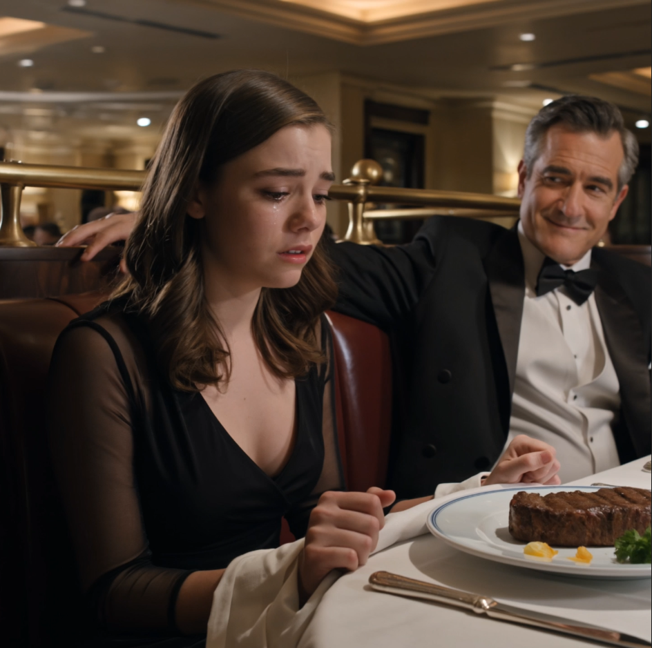 Min far smilede hen over et flot steakhouse-bord…