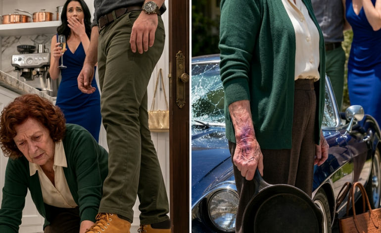 Jeg var ved at skrubbe køkkengulvet på hænder og knæ, da min søn med vilje trådte på mine fingre med sine tunge støvler. “Pas på, hvor du kravler,” gryntede han, mens hans kone fniste inde fra gangen.